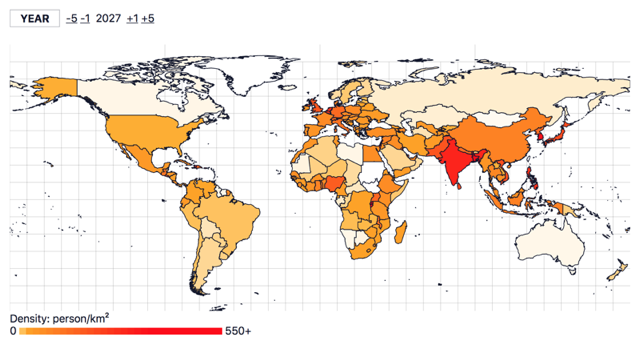 Population density per country